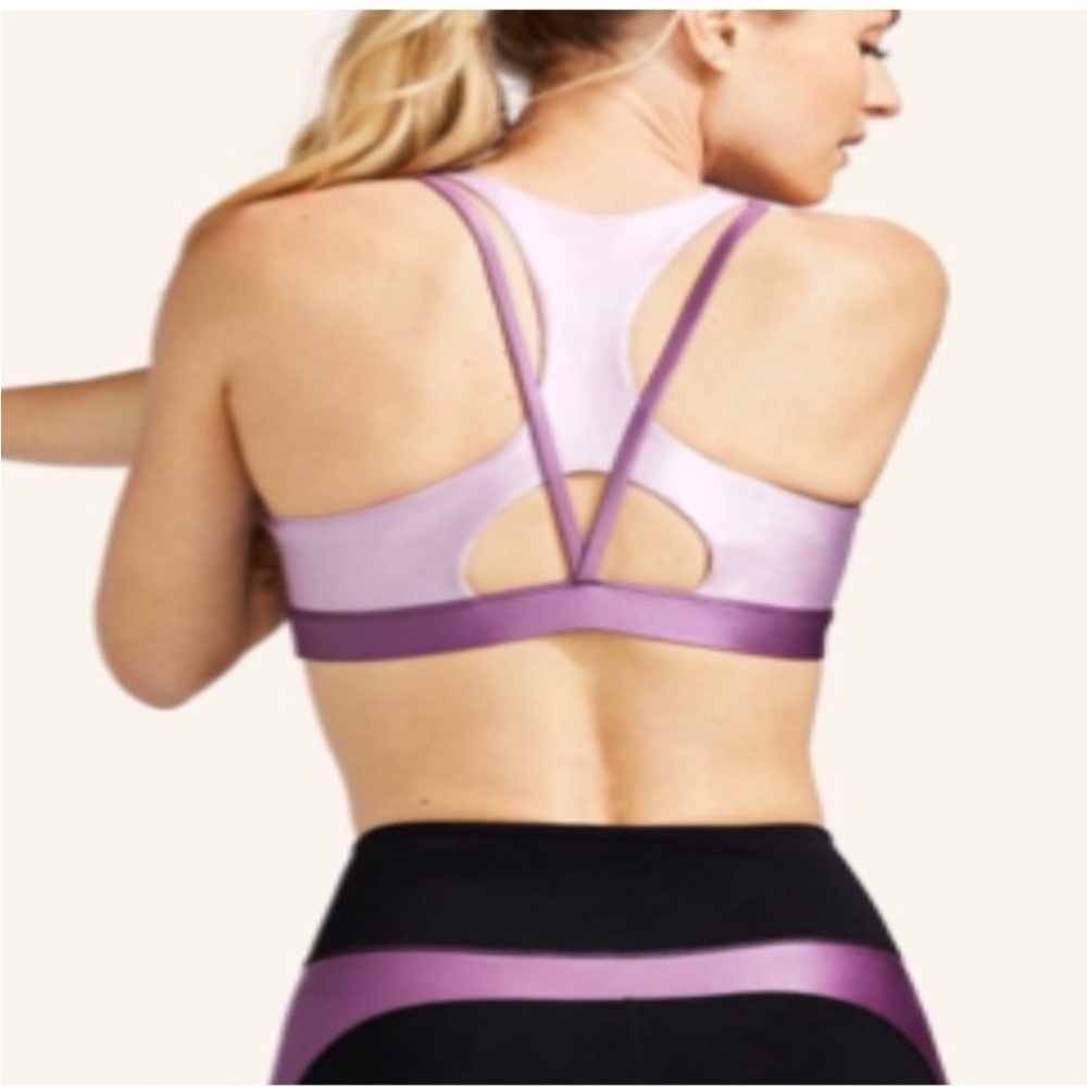 Ladies Peleton Purple Satin No Limits Sports Bra Size Small